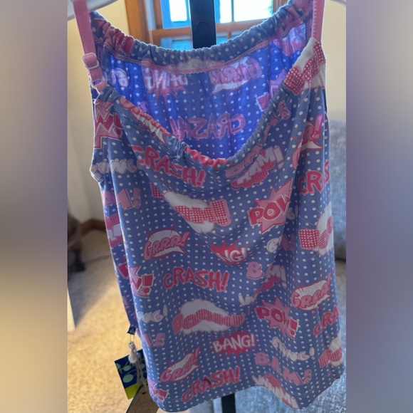 NWT Kickee Pants Gathered Cami & Shorts Set in Forget Me Not Comic Onomatopoeia - Picture 7 of 10